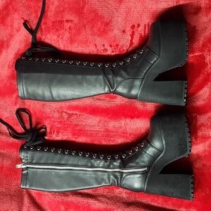 dolls kill knee high platform heel boots size 7